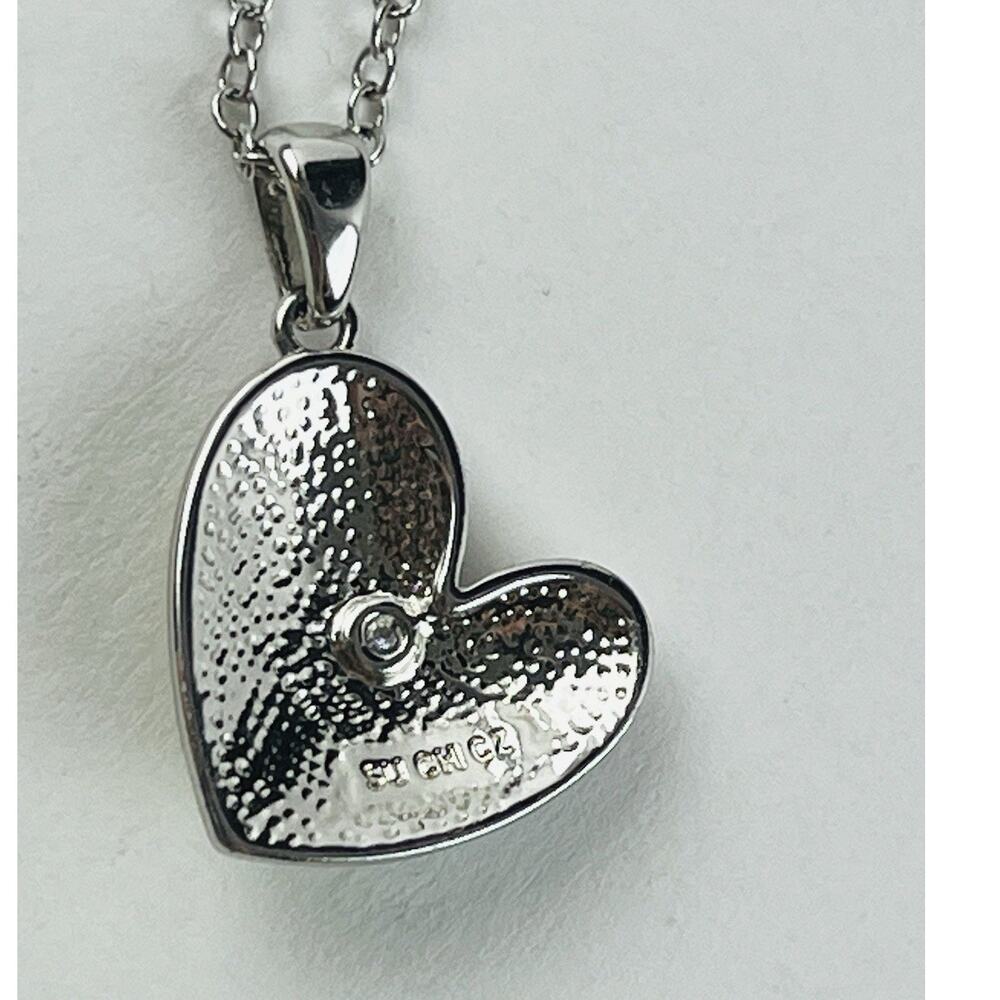 Rainbow Heart Silver Tone Necklace Pendant Angled Pastel CZ Cubic Zirconia Kohls - Picture 11 of 16